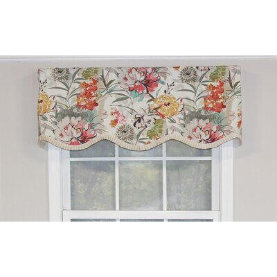 Unique design and colors printed on a high-quality fabric. | RLF Home Kira Ruffle Provance Valance Color Red / Green / Orange 100% Cotton in White | 17 H x 50 W in | Wayfair Ceiling Fan Shades, Faux Roman Shade Valance, Kitchen Curtains And Valances, Valance Patterns, Custom Valances, Kids Headboard, Nursery Chair, Wide Windows, Valance Window Treatments