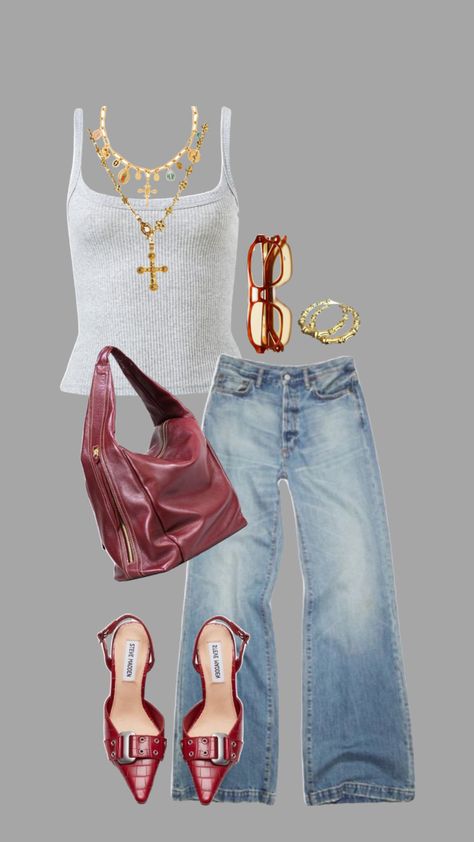 #vibes #outfitinspo #pinterest #summer #red Corset Top Work Outfit, Everyday Outfits With Heels, Mystic Style Fashion, New York Club Outfit, Y2k Outfits Latina, Man Eater Aesthetic Outfits, Open Button Down Shirt Outfit, Summer Outfits Board, Ahs Style Outfits