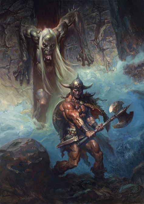 Frank Frazetta, Fantasy Heroes, Conan The Barbarian, Pulp Art, Wow Art, Fantasy Artist, Fantasy Warrior, Arte Fantasy, High Fantasy