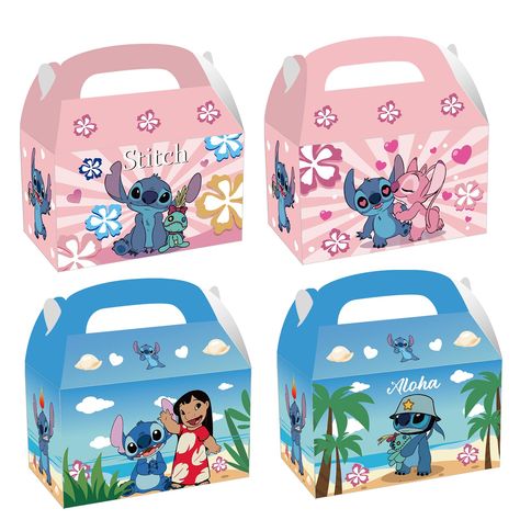 PRICES MAY VARY. What You Will Get: Package comes with 12pcs party treat box, each pattern with 6 pcs, As the most popular cartoon movie, stitch party favors is very popular among kids. Stitch theme birthday party will bring more joy to your children. Safe and Durable Material: Stitch Birthday Party Gift box are made of high quality materials. Each bag is reinforced to keep the contents safe and secure. Lightweight and not easy to break, strong and portable, not easy to tear. Size: Stitch Party Lilo And Stitch Birthday Decorations, Stitch Decorations Party, Stitch Birthday Party Ideas, Stitch Birthday Party, Kids Party Treats, Adventure Birthday Party, Stitch Party, ليلو وستيتش, Stitch Birthday