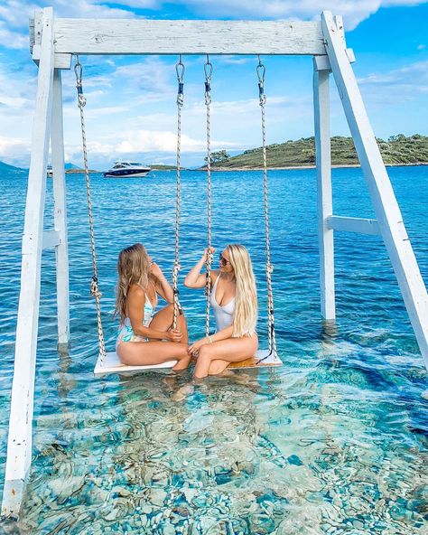 Beach swings are the best! Tag someone you want to swing with this summer! . . 📍moro.beach.stupe 🇭🇷 Korcula Island! ( #📷 @timotej ) Thailand, Beach Swings, Korcula Island, Beach Swing, June 2024, Girl Aesthetic, Tag Someone, Hammock, This Summer