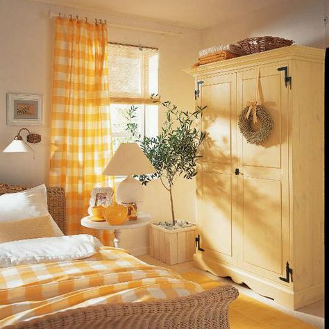 10 Steps to Create a Cottage-Style Bedroom | Decoholic Cottage Style Bedroom, Create Aesthetic, 40 Aesthetic, Bilik Idaman, Yellow Cottage, Yellow Room, Style Cottage, Bilik Tidur, Cottage Bedroom