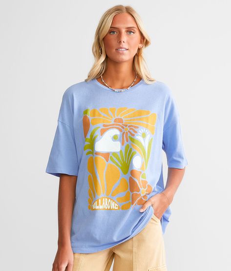 Billabong Outta The Blue T-Shirt - Women's T-Shirts in Outta The Blue | Buckle Billabong Outfits, Baggy Tshirt Outfit, Blue Colour Shirt, Baggy Shirts, Preppy Shirt, Future Clothes, Oversized Graphic Tee, Flannel Women, Blue T Shirt