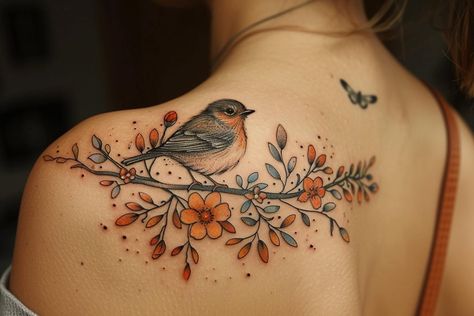 What Do Bird Tattoos Mean: Symbolism And Interpretations - Ink Revolt Neck Bird Tattoos Women, Bird Tattoo Cover Up Ideas, Flower And Birds Tattoo, Falcon Tattoo For Women, Watercolor Bird Tattoos For Women, Lion And Bird Tattoo, Beautiful Nature Tattoos, Wren Tattoo Design, Flying Animal Tattoo