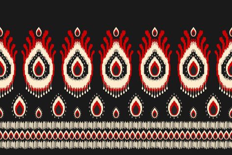 Abstract ethnic ikat art. Seamless pattern in tribal. Aztec geometric ornament print. Ikat Border, Ikat Art, Ikat Weaving, Digital Border, T Shirt Logo Design, Geometric Ornament, Print Design Art, Textile Prints Design, Borders Design