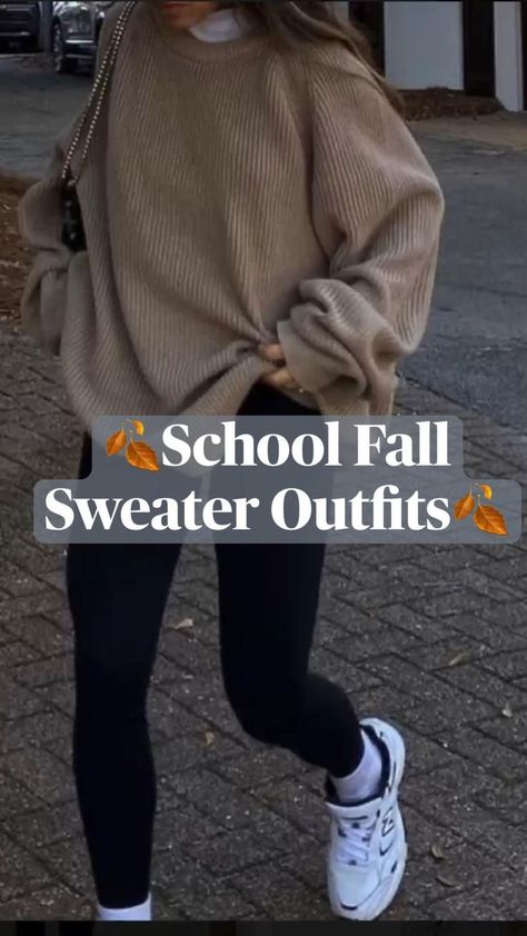 Outfit Ideas Winter Leggings, How To Style A Black Sweatshirt, What To Wear On A Cold Day To School, Urbanic Outfit Idea Winter, Casual Outfits Short Women, Outfit With Grey Sweater, Sweatpants Sweater Outfit, Navy Blue Leggings Outfit Workout, Cute Fall Sweater Outfits