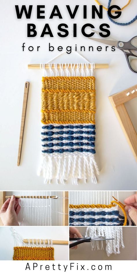 Upcycling, Hula Hoop Weaving Tutorials, Weaving Stitches Loom, Basic Weaving Techniques, How To Use A Loom Tutorials, Simple Loom Weaving, Learn How To Weave, Weaving Projects For Beginners, How To Finish A Weaving Project