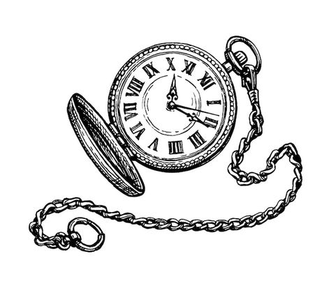 Pocket Watch Sketch, Old Clock Tattoo, Old Clocks Vintage, Pocket Watch Drawing, Vintage Clock Tattoos, Ship Tattoo Sleeves, Watch Sketch, Dragon Tattoo Drawing, Clock Drawings