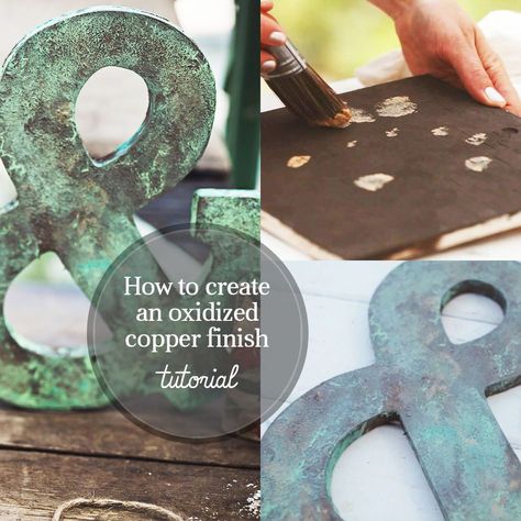 If you love learning new painting techniques, try creating a faux oxidized copper look! This is a great way to give your furniture and home decor a truly unique… Video Techniques, Painting Laminate Countertops, Refurbish Furniture, Updo Ideas, Tea Towels Diy, Copper Top Table, Faux Metal, Mother Daughter Projects, Country Chic Paint