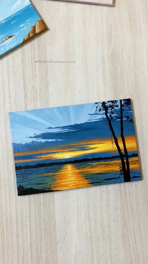 Sunset acrylic canvas painting idea @illustrationsandviews in 2022 | Nature art painting, Canvas art painting, Painting art lesson Art Painting Canvas, Sunset Acrylic, Acrylic Canvas Painting, Sky Art Painting, Inspiration Painting, Canvas Painting Tutorials, Painting Idea, Canvas Painting Designs, Landscape Art Painting