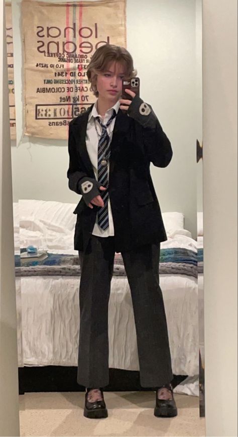 Alt Hoco Outfits Men, Alt Preppy Outfits Men, Punk Homecoming Outfit, Grunge Fancy Outfits Men, Formal Y2k Outfits Men, Trans Ftm Outfits Formal, Messy Formal Outfit Men, Semi Formal Grunge, Mens Alt Fashion Formal