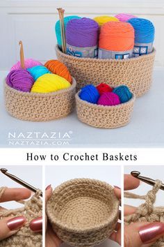 Amigurumi Patterns, Crochet Home Projects, Crochet Bowls And Baskets, Crochet Baskets Free Pattern, Crochet Gift Basket, Scrubby Yarn Crochet, Diy Crochet Basket, Crochet Basket Tutorial, Crochet Storage Baskets