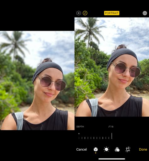 Screenshots: How to adjust the background blur on iPhone 11 How To Blur The Background In Pictures, How To Blur Background With Iphone, How To Blur Photos On Iphone, How To Blur Photos, Cute Medium Haircuts, Long Face Haircuts, Blur Picture, Background Blur, How To Fade