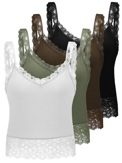 Tank Tops Y2k, Lace Undershirt, Lace Trim Cami, Lace Camisole, Tank Top Camisole, Designer Shorts, Lace Tank Top, Lace Tank, Lace Design