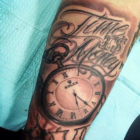 Money Tattoos For Men, Time Is Money Tattoo, Money Tattoos, Money Rose Tattoo, Cool Money, Money Bag Tattoo, Bag Tattoo, La Tattoo, Money Tattoo