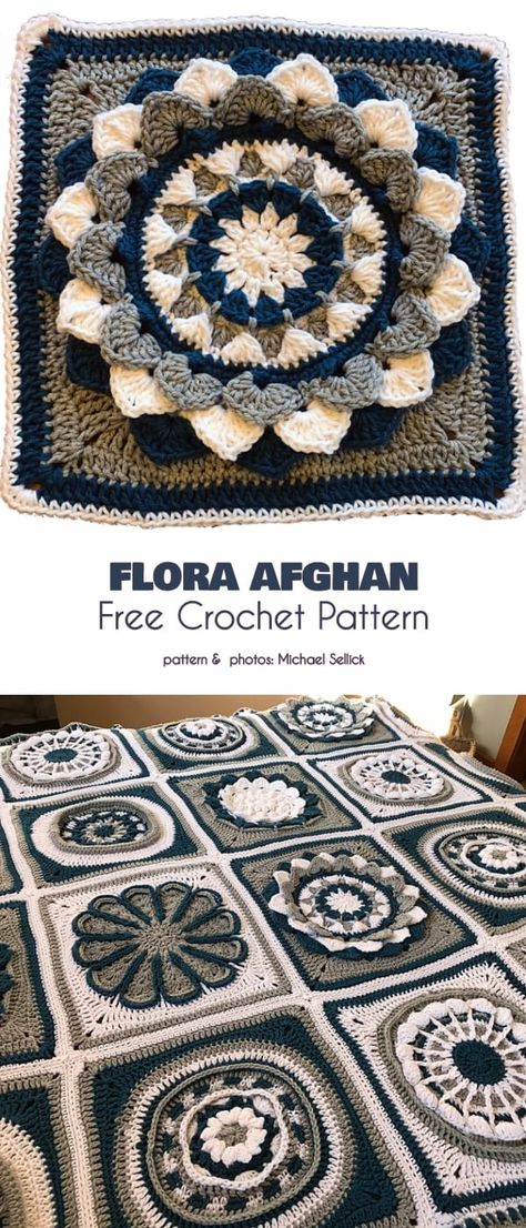 Crochet Rosette Free Pattern & Ideas Motifs Afghans, Grinch Coloring Pages, Crochet Squares Afghan, Crochet Square Blanket, Crochet Motif Patterns, Baby Afghan, Crochet Blocks, Crochet Buttons, Crochet Quilt