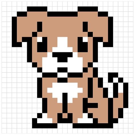 Learn to draw a dog pixel art. This step-by-step tutorial makes it easy. Kids and beginners alike can now draw a great dog pixel art. Dog Pixel Art, Pixel Art 32x32, Draw A Dog, Square Drawing, Easy Pixel Art, Pixel Art Tutorial, Easy Drawing Tutorial, Pixel Drawing, Pixel Crochet