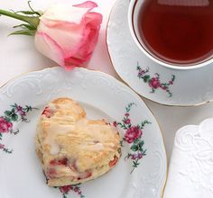 Strawberry Cream Cheese Scones (love the china also!) Pancakes