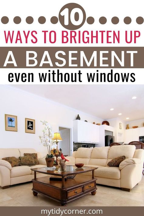 Learn how to brighten up a basement even if it has no windows. These simple ideas and tips will help you make a basement brighter. #brightenyourspace #homedecor #basement Brighten Up A Basement, Basement Wall Colors, Small Basement Bedroom, Basement Apartment Decor, Finished Basement Designs, Small Basement Apartments, Basement Colors, Basement Paint Colors, Basement Flat