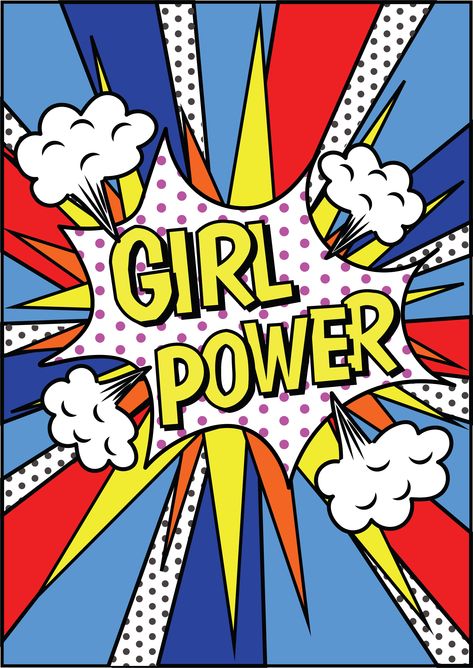 Poster Girl Power - Pop Art Sejarah Kuno, Colorful Pop Art, Pop Illustration, Pop Art Drawing, Poster Girl, Power Pop, Pop Art Girl, Pop Art Comic, Soyut Sanat Tabloları