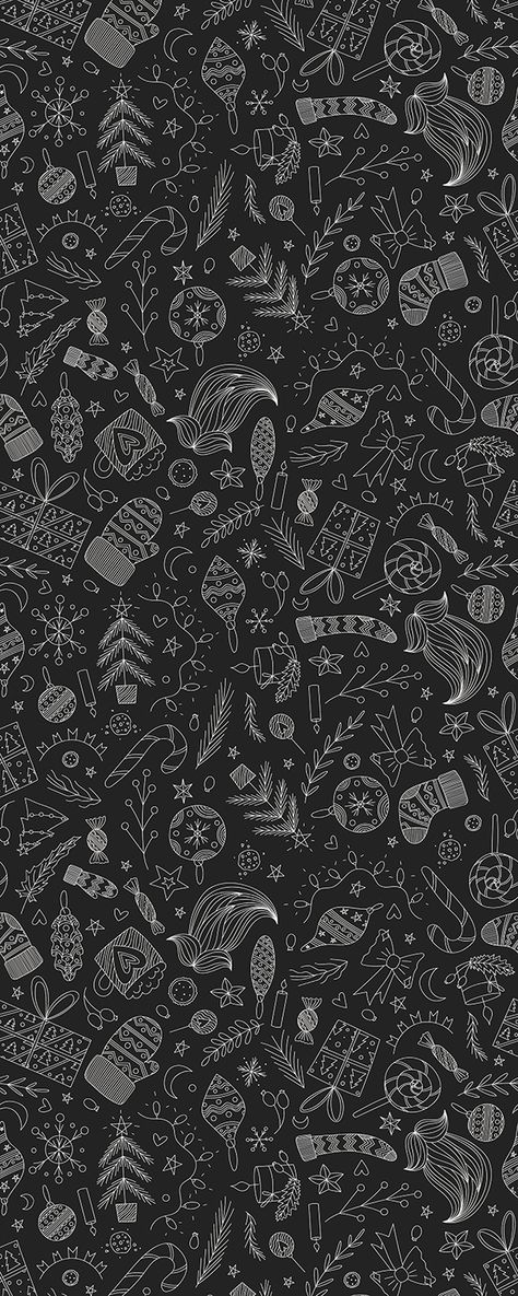 Dark and moody Christmas seamless pattern. Hand drawn Scandinavian repeating background. Artistic and unique nordic winter seamless background. Handdrawn on a chalkboard holiday wrapping paper. Chloes Illustrations. Moody Christmas Background, Dark Christmas Background, Winter Pattern Design, Dark And Moody Christmas, Black Christmas Wallpaper, Christmas Wallpaper Black, Dark Winter Wallpaper, Black Wallpaper Pattern, Dark Christmas Wallpaper