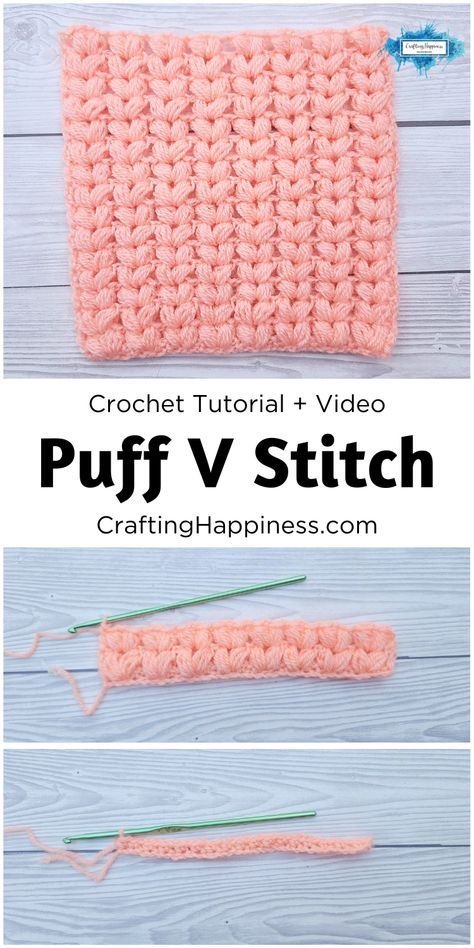 V Stitch Crochet, Puff Stitch Crochet, Irish Crochet Patterns, 4mm Crochet Hook, Crochet Stitches For Blankets, Your Crochet, V Stitch, Easy Stitch, Learn How To Crochet