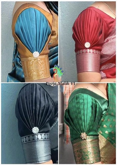 Blouse Design For Mummy, Hand Patch Work Blouse Designs, Blouse Bahi Designs Latest, Blouse Back Neck Design Latest, Single Colour Blouse Design, Blouse Bahi Design, Blouse Designs Hands Models, Off Hands Blouse Designs, Blouse Hands Models