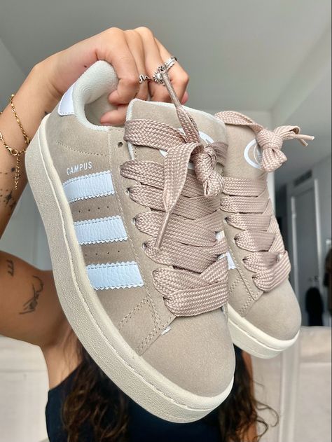 beige | adidas | campus 00s | everyday shoes | casual sneakers Campus 00s Adidas, Adidas Shoes Campus 00, Adidas Shoes Women Aesthetic, Adidas Campus Aesthetic, Addidas Shoes Campus 00s Outfit, Everyday Sneakers Women, Everyday Shoes Casual, Adidas Shoes Campus, Adidas Campus Outfit