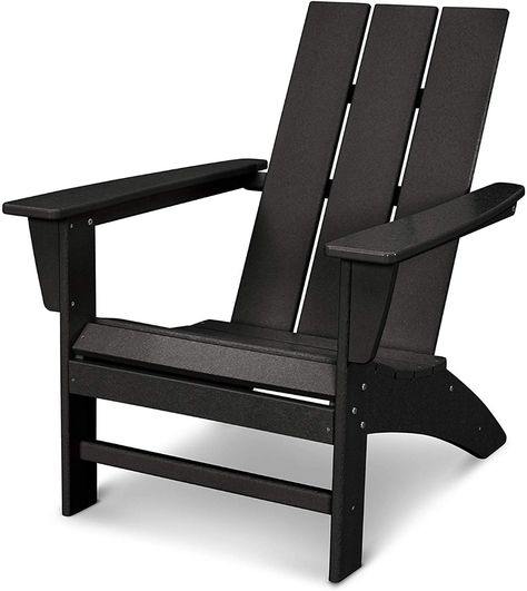 Amazon.com : POLYWOOD AD420GY Modern Adirondack Chair, Slate Grey : Garden & Outdoor Chaise Longue, Recycled Plastic Chair, Trex Outdoor Furniture, Modern Adirondack Chair, Adirondack Chairs Patio, Deck Backyard, Fire Pit Chairs, Modern Adirondack, Wood Adirondack Chairs