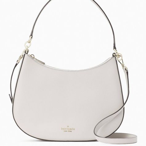 Kate Spade White Bag, Cement Color, Kate Spade Bag, White Bag, Zip Top, Kate Spade New York, Leather Handle, Continental Wallet, Dust Bag