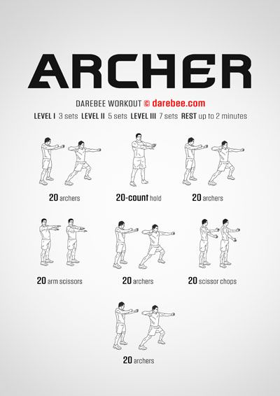 DAREBEE 1800+ Workouts Workouts For Archery, Archery Exercises For Women, Archery Workout Strength Training, Archery Workouts For Women, Archery Strength Training, Archer Workout, Archery Workout, Archery Exercises, Upper Body Mobility