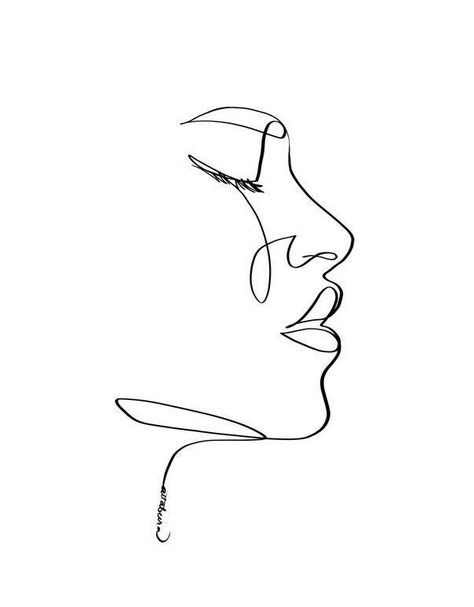 One Line Drawing Easy, One Line Design, Line Drawing Tattoos, Line Art Face, Kunst Inspo, Face Line Drawing, Minimalist Drawing, Art Face, Line Art Tattoos