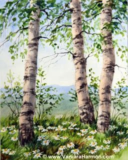 Varvara Harmon   My New Paintings Blog 자작나무 그림, Beginners Canvas Painting, Birch Tree Art, Birch Tree Painting, Art Aquarelle, Canvas Painting Ideas, Multimedia Artist, Watercolour Inspiration, 수채화 그림