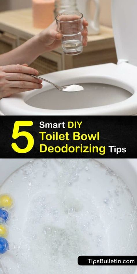 It’s important to keep your bathroom and toilet bowl smelling fresh. Use everyday items to beat bathroom odor with DIY toilet spray, homemade toilet cleaner, and air freshener to make your bathroom smell amazing. #make #toilet #smell #good Diy Toilet Spray, Odor Eliminator Diy, Bathroom Odor Eliminator, Natural Toilet Cleaner, Toilet Odor, Bathroom And Toilet, Diy Household Cleaners, Bathroom Odor, Homemade Toilet Cleaner
