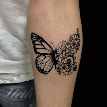 Tattoo Papillon, Butterfly With Flowers, Butterfly With Flowers Tattoo, Pretty Flower Tattoos, Petit Tattoo, Butterfly Tattoos For Women, Daisy Tattoo, Flowers Tattoo, Butterfly Tattoo Designs