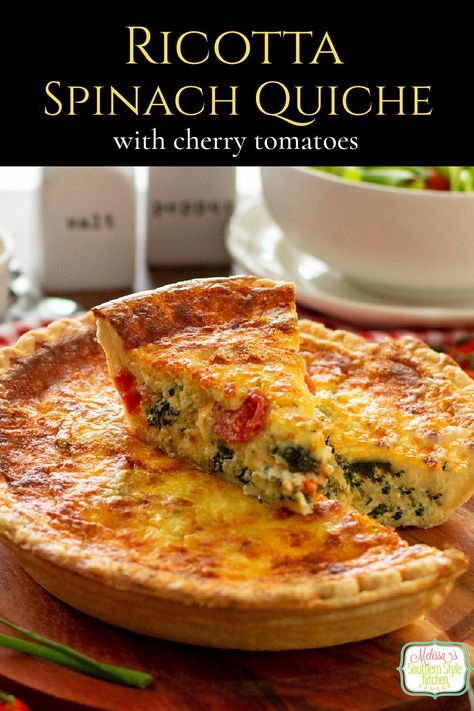 This easy homemade Ricotta Spinach Quiche recipe is a tasty main dish option for breakfast, brunch, lunch or dinner. #quiche #quicherecipes #spinachquiche #ricottaquiche #Italian #ricottarecipe #spinach #holidaybrunchrecipes Quiche, Essen, Eggs Quiche, Homemade Quiche, Holiday Brunch Recipes, Ricotta Spinach, Spinach Quiche Recipes, Homemade Ricotta, Quiche Recipes Easy