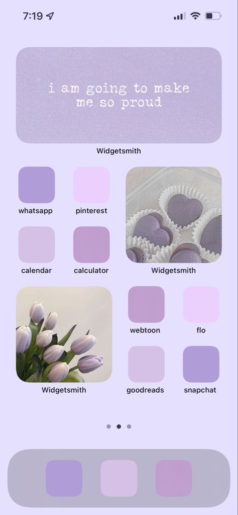 Purple Aesthetic Layout Iphone, Purple Aesthetic Theme Iphone, Lavender Aesthetic Phone Theme, Aesthetic Iphone Theme Ideas Purple, Iphone Layout Homescreen Purple, Purple Aesthetic Iphone Layout, Ios Purple Wallpaper, Lavender Homescreen Layout, Purple Aesthetic Iphone Theme