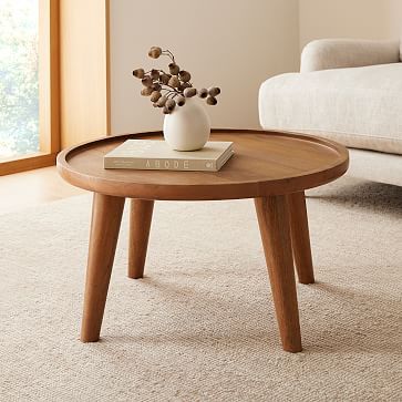 Asher Coffee Table (28") West Elm Coffee Table, Sofa Wood Frame, Long Sofa, Apartment Decoration, Simple Furniture, Coffee Table Styling, Serving Drinks, Solid Wood Coffee Table, Small Coffee Table