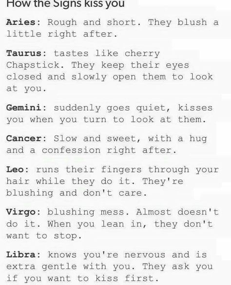 How the Sign Kiss Zodiac Sign List, Aquarius Truths, Virgo Quotes, Zodiac Signs Sagittarius, Zodiac Signs Leo, Astrology And Horoscopes, Zodiac Sign Traits, Zodiac Society, Astrology Chart