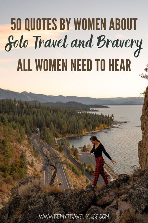 Click to read 50 quotes by women about solo travel, bravery, personal growth and courage all women need to hear! Get inspired by these strong women and let their words encourage you to live life adventurously and unapologetically. #Women #Quotes Solo Living, Quotes By Women, Female Solo Travel, New Adventure Quotes, Solo Traveling, World Web, A Well Traveled Woman, Solo Travel Quotes, 50 Quotes