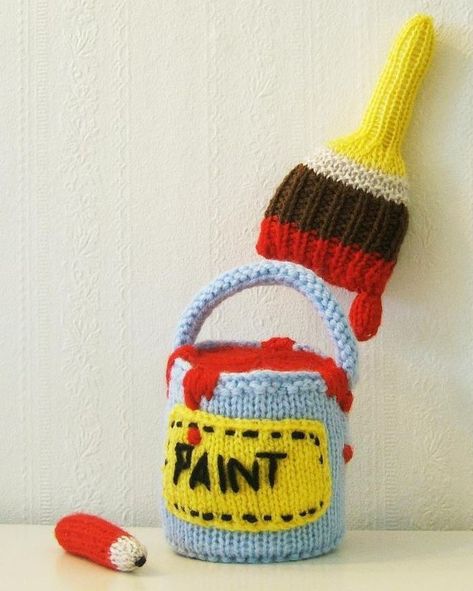 'Take Your Brush and Gently Dip It, Be Careful Not To Drip It - Wet Paint ...' #knitting Knitted Toys Free Patterns, Crochet Food, Art Yarn, Electronic Toys, Cute Toys, Yarn Art, Knitted Toys, Crochet Animals, Cute Crochet