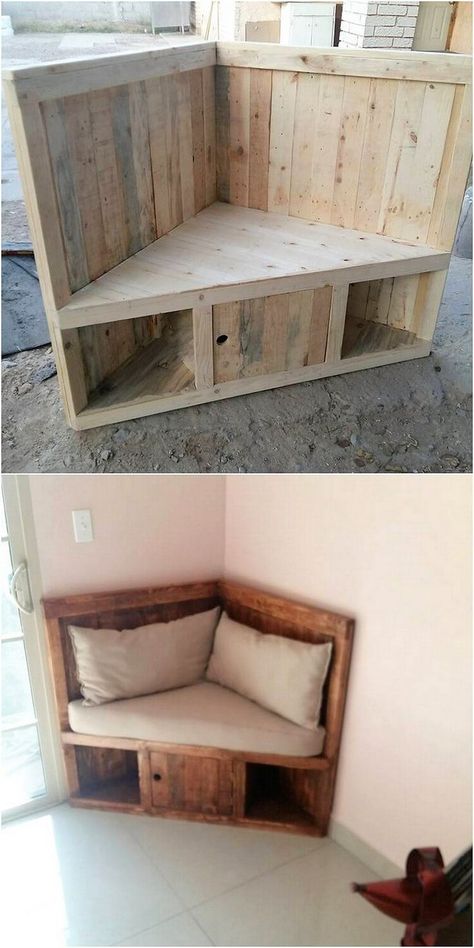 Winter Woodworking Projects - If you found what you love, it's very crucial that you act immediately - Visit For More! Wooden Pallet Projects, Corner Seat, Bilik Tidur, Hiasan Bilik, Pallet Decor, Wood Pallet Projects, घर की सजावट, Design Del Prodotto, Pallet Ideas