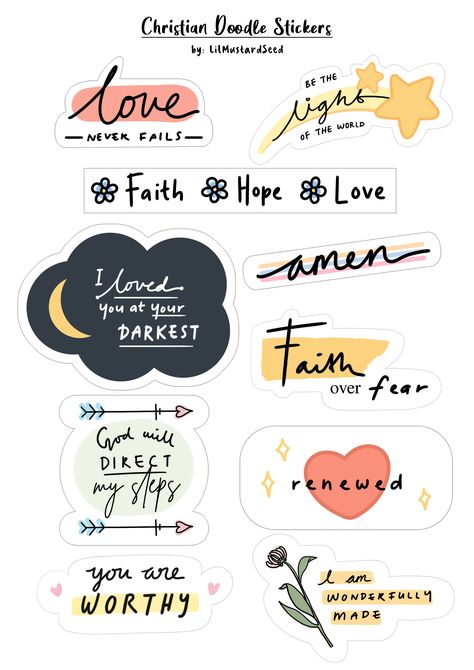 Bible Verse Sticker Printable, Aesthetic Stickers Printable A4, Godly Stickers Printable, Sticker Notebook Aesthetic, God Stickers Printable, Bible Verse Stickers Printable, Sticker For Water Bottle, Aesthetic Phone Stickers Printable, Easy Christian Doodles