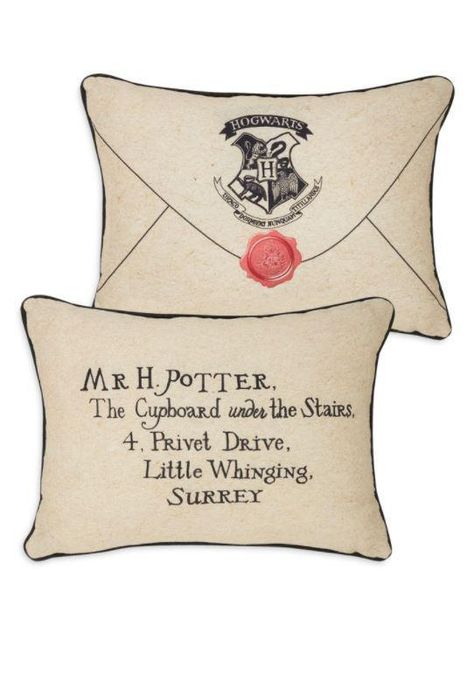 These £4 cushions are in the form of a letter to Harry in his Cupboard Under The Stairs Hogwarts Room, Cupboard Under The Stairs, Harry Potter Case, Harry Potter Pillow, Harry Potter Letter, Imprimibles Harry Potter, Harry Potter Face, Letter Cushion, Harry Potter Room Decor