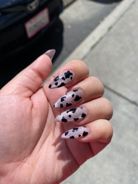 Sparkly Cow Print Nails, Purple Cowprint Nails, Chrome Cow Print Nails, Glitter Cow Nails, Gel Nails Cow Print, Glitter Cow Print Nails, Cow Print Nails Almond, Almond Cow Print Nails, Purple Cow Nails