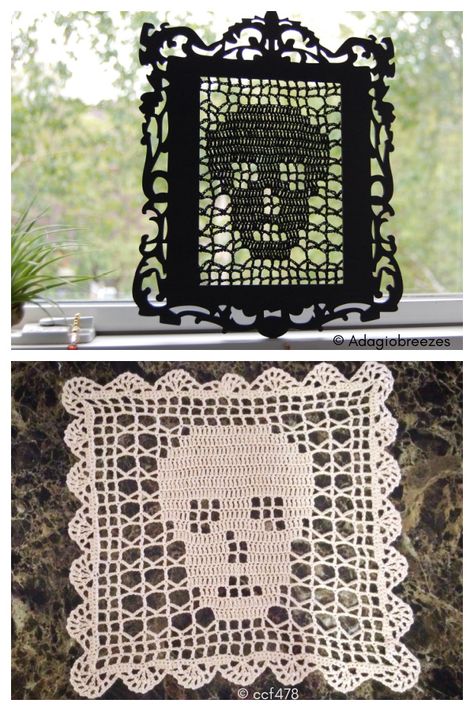 Couture, Amigurumi Patterns, Free Skull Doily Crochet Patterns, Ghost Doily Crochet Pattern, Skull Filet Crochet, Crochet Ghost Doily Free Pattern, Goth Doily Pattern, Crochet Skull Table Runner, Crochet Skull Table Runner Free Pattern