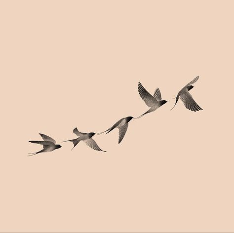 Flock Of Sparrows Tattoo, 5 Bird Tattoo, Bird Soaring Tattoo, Sparrow Silhouette Tattoo, 5 Birds Flying Tattoo, Small Bird Flying Tattoo, Five Birds Tattoo, Multiple Bird Tattoo, Tattoo Flying Birds