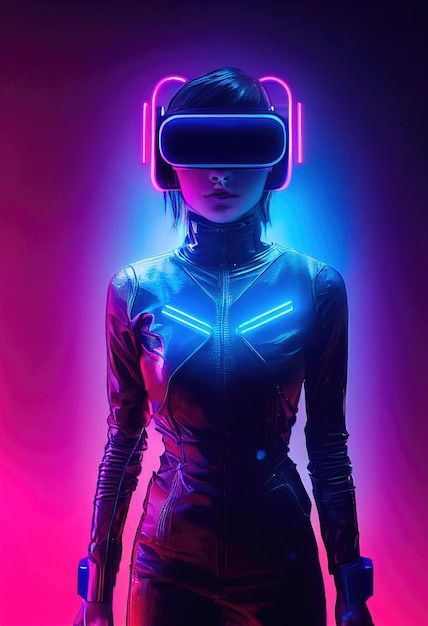 Realistic portrait of a scifi neon cyber... | Premium Photo #Freepik #photo #cyberpunk-background #cyberpunk #sci-fi #neon-girl Neo Tokyo Aesthetic Clothes, Cuber Punk Aesthetic, Futuristic Portrait, Neon Cyberpunk Aesthetic, Cyberpunk Background, Punk Background, Neon Futuristic, Sci Fi Aesthetic, Cyberpunk Neon