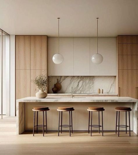 Modern White And Oak Kitchen, Dining Japandi, Interior Japandi, Kitchen Japandi, Japandi Style Kitchen, Japandi Kitchen Design, Japandi Dining, Japandi Aesthetic, Japandi Scandinavian