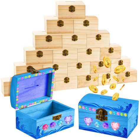 Wood Treasure Chest, Coin Slot, Pop Up Art, Picture Boxes, Savings Bank, Craft Classes, Wooden Chest, Treasure Box, Painted Boxes